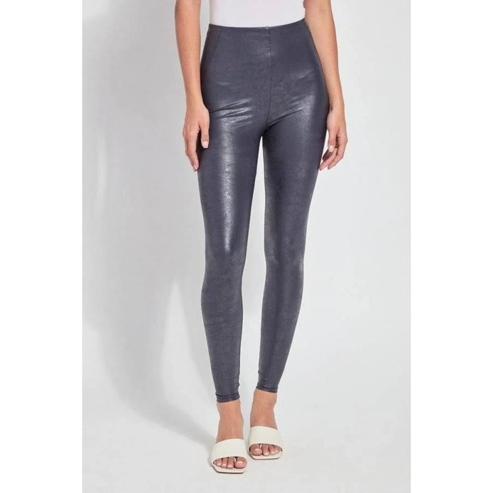 2 Pc Lysse Faux Leather Leggings Bundle Sz S Silver Crackle Grey Vegan Moto - Picture 2 of 10